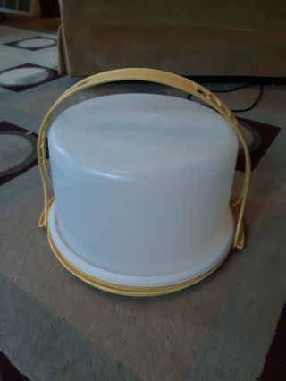 Vintage Tupperware Cake Taker Keeper Carrier With Handle 684 - 5 Harvest Gold