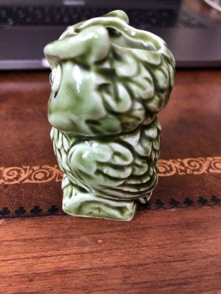 Vintage Green Ceramic Owl Toothpick Holder.  2”. 2
