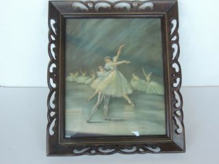 Mcm Midcentury Modern R A Loederer Framed Art Print Ballet Dancers 14 1/2 " X 12 "