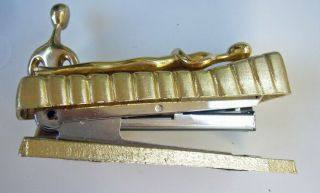 Vintage Mid Century Ted Arnold All Brass Stapler " Psychistrist & Patient " Exlt
