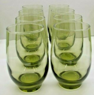 Green Roly Poly Cocktail Tumblers,  Set Of 8 Libbey Green Tempo Glasses 16oz