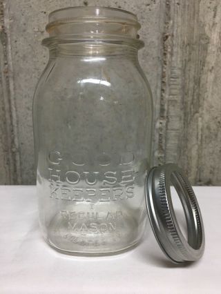 Vintage Good House Keepers Quart Mason Jar Canning 7