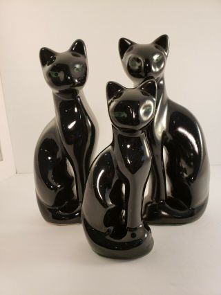 Kitschy Mid Century Modern Black Cat Statues