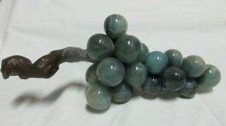 Vtg Blue/green Marbleized Look Acrylic Glass Grapes Cluster Retro Table Decor