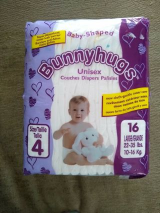 Diapers Bunny Hugs Vintage Pack Of 16 Size Large 22 - 35 Lbs 1988 Private