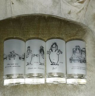 Herb Gardner Mcm 1955 Comic Frosted Tumbler Tall Glass