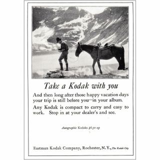 1924 Eastman Kodak: Take A Kodak With You Sld Vintage Print Ad
