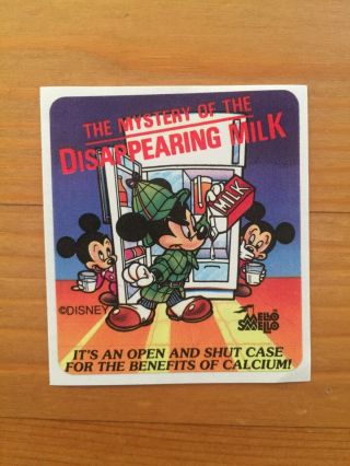 Vtg 1980s Mello Smello " Milk " Mission Nutrition Disney Scratch Sniff Sticker 80s