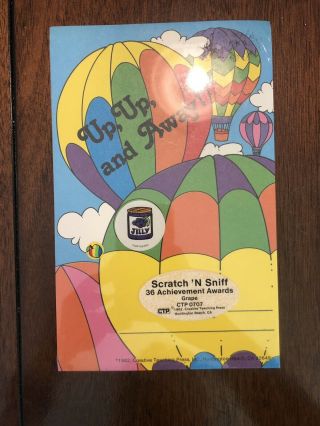 Vintage 80’s Scratch N Sniff Grape 36 Stickers With Achievement Notepad