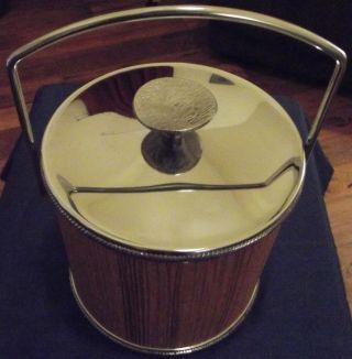 Rare Find Serv - Master Ice Bucket Mid Century Creations Vintage Bar Wood Grain