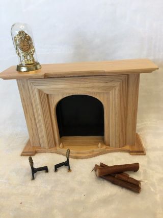 Vintage Dollhouse Furniture Victorian Doll House Fireplace Mantle Clock 1:12 Set