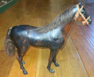 Vintage Dark Brown Toy Horse With Bridle,  12 3/4 " Tall,  No Markings,  Breyer