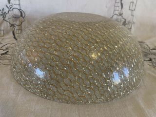 Vintage 1960’s Fiberglass Gold Honeycomb Pattern Mcm Mid Century Serving Bowl