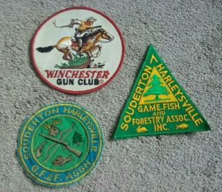 17 - Vintage Pinback Buttons - Rod & Gun Club & Fish & Game Club Pins & 3Patches 2