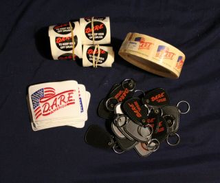 Set Of D.  A.  R.  E.  America Keychains,  Patches,  & Stickers