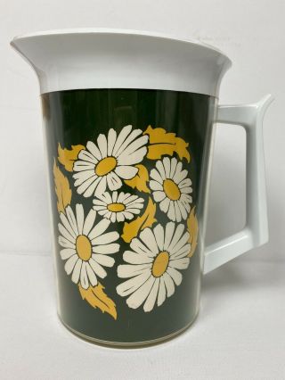 Retro West Bend Green With Daisy Pitcher And Lid