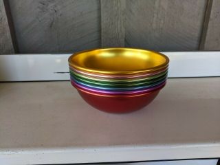 Set Of 7 Vintage 50/60s Bascal Metal Bowls Vibrant Colors
