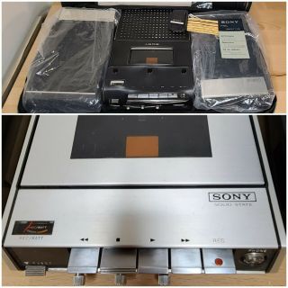 Vintage Sony Stereo Cassette - Corder Tc - 124cs - Tapecorder W/ Speakers & Bag