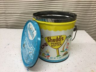 Vintage SHEDD ' S PEANUT BUTTER 5 Lbs Tin Can/Bucket/Pail (50s/60s) 2