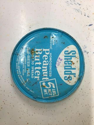 Vintage SHEDD ' S PEANUT BUTTER 5 Lbs Tin Can/Bucket/Pail (50s/60s) 3
