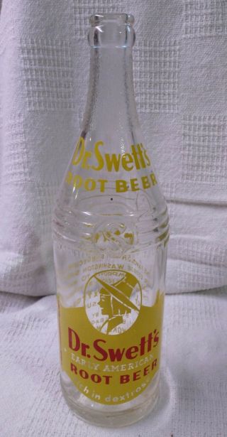 Vintage Dr Swett’s Root Beer Soda Bottle Boston,  Mass.  1 Pt 12 Ozs