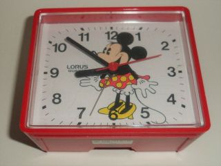 Vintage Walt Disney Productions Minnie Mouse Alarm Clock Lorus Quartz Japan
