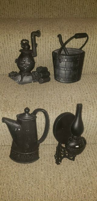 Vintage Sexton Cast Iron Metal Wall Hangings Kitchen Stove Lamp Kettle Scuttle