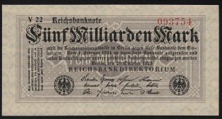 1923 5 Billion Mark Germany Vintage Old Paper Money Banknote Currency Note Xf