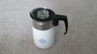 Vintage Corning Ware Blue Cornflower 6 Cup Stovetop Percolator Coffee Pot Maker