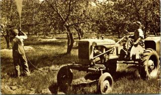 Vintage Advertising Postcard Allis - Chalmers Model " C " Tractor Orchard 1947