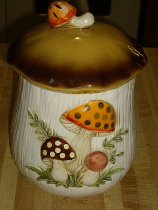 Vintage Sears Roebuck & Co.  Merry Mushroom Canister Cookie Jar 1978 11 " Tall