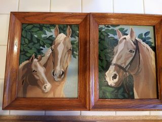 Two Vintage Horse Themed Paint By Numbers Pictures