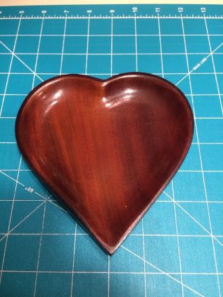 4 VINTAGE SOLID MAHOGANY WOOD CANDY DISHES - HEART DIAMOND CLUB SPADE CARD SUITS 2