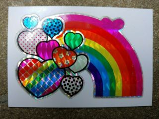 Vintage Hearts At The End Of A Rainbow Prism Vending Machine Sticker