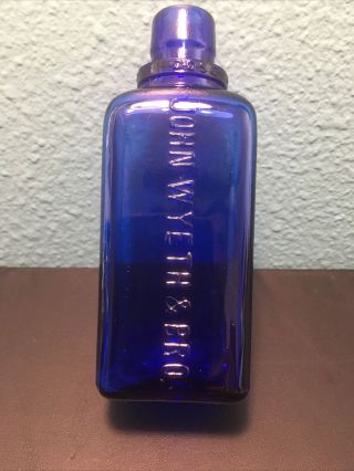 Vintage Cobalt Blue Glass John Wyeth & Bro Dose Measure Bottle 1890s