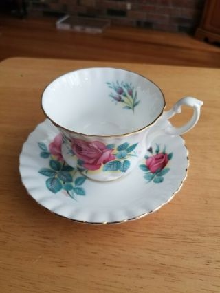 Royal Albert Rose Design Bone China England Tea Cup And Saucer Vintage