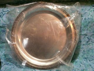 Vintage Oneida Custom Floral Rimmed 18/8 Stainless Tray 13 1/4 Inches Diameter