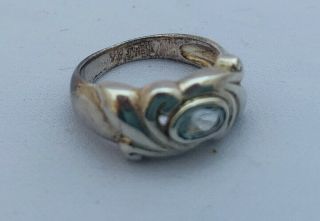 Sterling Silver Art Deco Vintage Lt.  Blue Stone Marked 925 Ring (size 6 1/2)