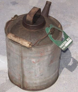 Vintage Small Galvanized Gas Can With Spout