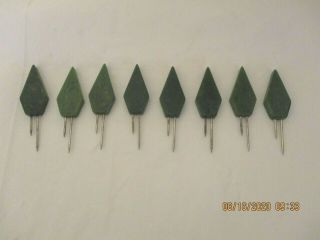 Vtg Set Of 8 Schneider Green Bakelite Diamond - Shape Handle Corn Cob Holders