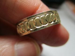 Sterling Silver 925 Estate Vintage Two Tone Geometric Band Ring Size 10.  5