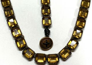 Signed Fossil Vintage Crystal Glass Necklace Bracelet Set 9/106