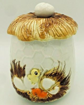 Vintage Sears And Roebuck Sugar Bowl With Lid Chicks Chickens Made Japan 1976