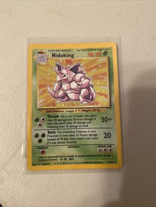 Pokemon Base Set Nidoking 11/102 Holo Foil Rare Card Unlimited Light Use Vintage
