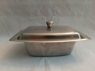 Vintage Stainless Steel Made In Usa Deep Butter - Cheese Dish With Lid