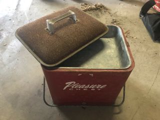 Vintage Red Pleasure Chest Cooler With Bottle Opener And Tray -