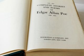 Edgar Allan Poe Complete Stories Hardcover Book Doubleday 1966 Mystery Horror 2