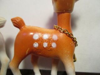 2 Vintage Plastic Blow Mold Reindeer with Bell - Christmas Decoration 3