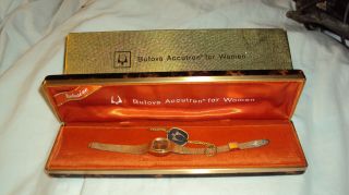 Vintage Bulova Accutron Ladies Wrist Watch N2 10kt Gold Filled With Case