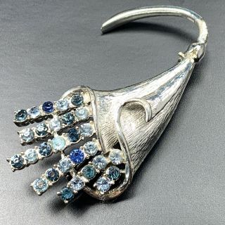Coro High End Vintage Brooch Pin 3” Shades Of Blue Crystal Rhinestones Lot1